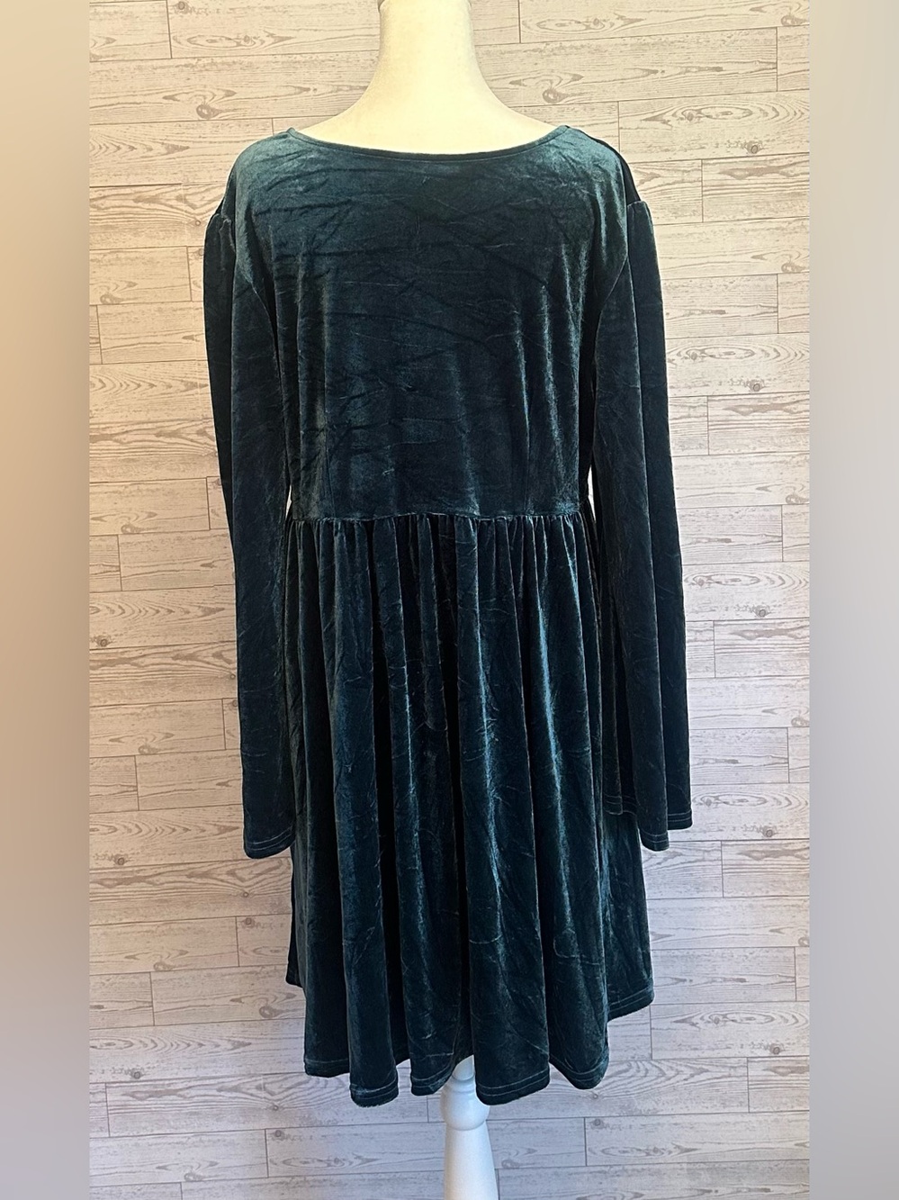ModCloth XL Velvet Babydoll Dress Long Sleeve Boho Romantic - Picture 4 of 8